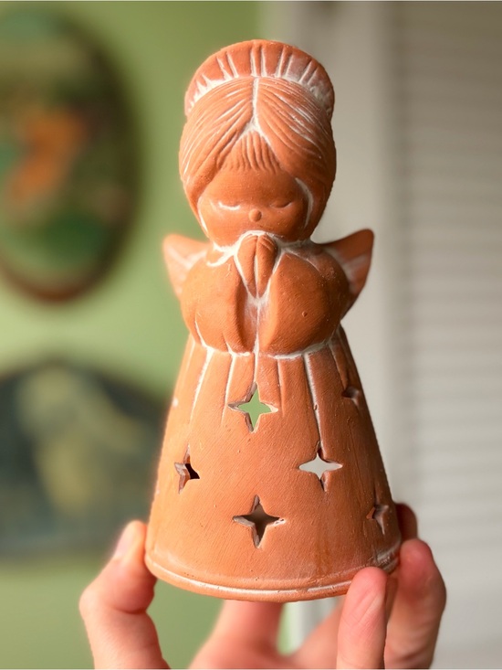 Other - Handcrafted Tealight Praying Angel Accent in Terracotta Vintage